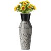 Uniquewise Trumpet Classic Style Straight Designed Table Vase for Entryway Dining or Living Room, Ceramic Black QI004037